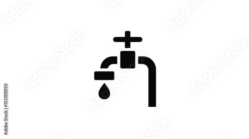 Water Tap Icon: Plumbing Symbol, Faucet Graphic, Vector Illustration