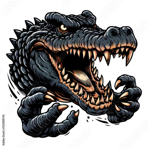 Ferocious Alligator Head: A Powerful Predator Illustration