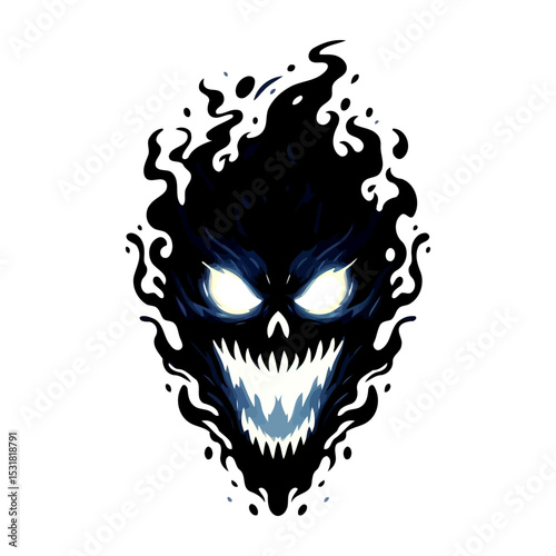 Dark Shadow, Evil Horror, Mystic Demon Face, Glowing Eyes, Spooky Creepy Nightmare