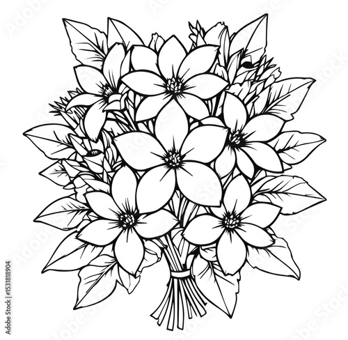 Flower bouquet Drawings, painting exercises, vector format used to paint illustrations.