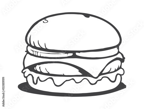 Hand drawn illustration of a burger