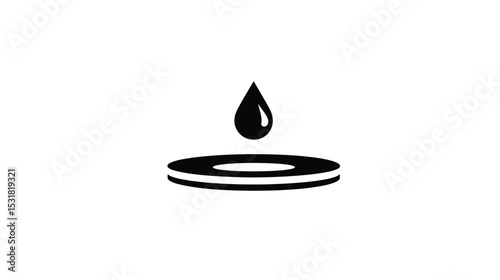 Oil Drop on Absorbent Pad:  Vector Icon, Liquid Absorption, Spill Control, Water Retention, Environmental Protection Symbol,  Clean Energy, Sustainability Graphic