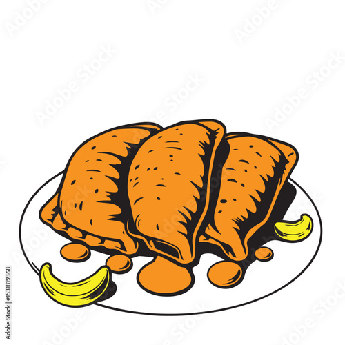 Empanadas delicious food concept design logo vector illustration.