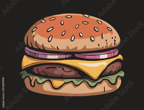 Hamburger on a Black background