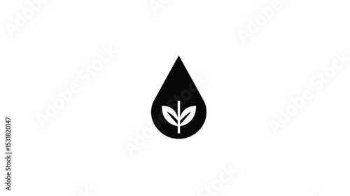 Biofuel Logo: Eco-Friendly Energy Drop with Plant Icon - Vector Graphic