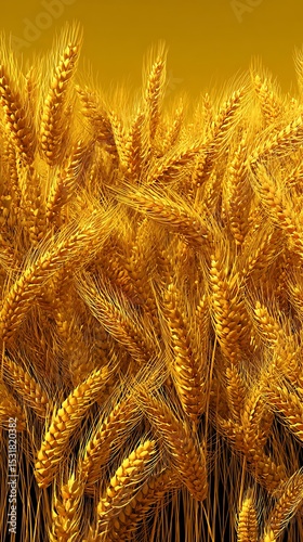 Ripe Golden Wheat Stalks Background, Agriculture Harvest Season, Grain Field View