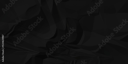 Abstract black crumple obsolete billboard rumple. wrinkle ripped creased crumple aged closeup craft document grunge recycling paper background.	
