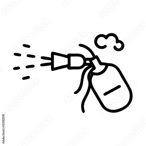 Fumigation spray bottle with mist illustration in simple line art  