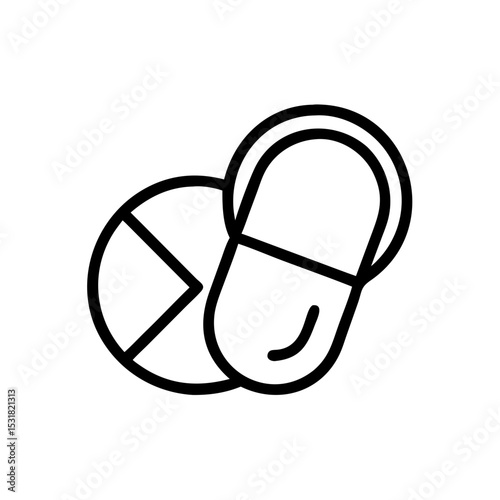 Outline of pills and tablets in minimalist design style  