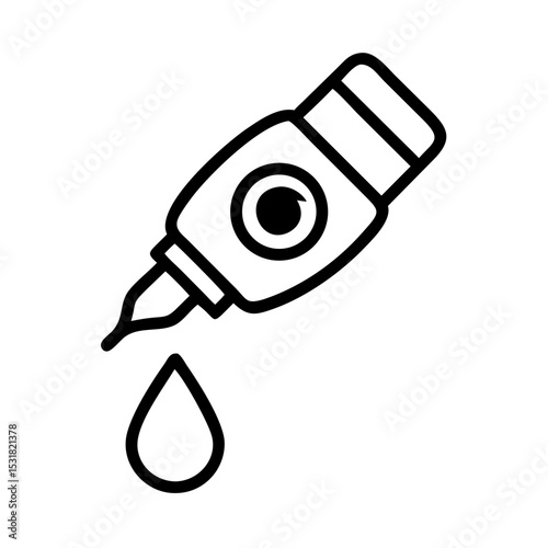 Eye dropper bottle with drop of liquid in minimalist style  