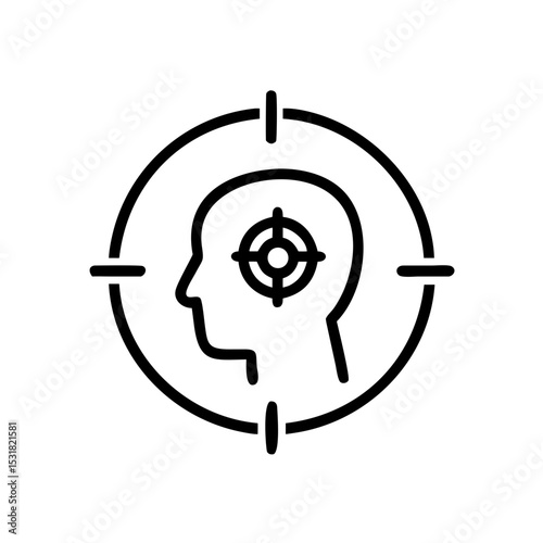 Conceptual illustration of headhunting target with human silhouette  