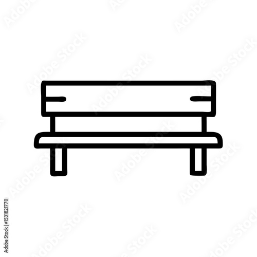 Simple line drawing of a wooden bench in minimalist style  