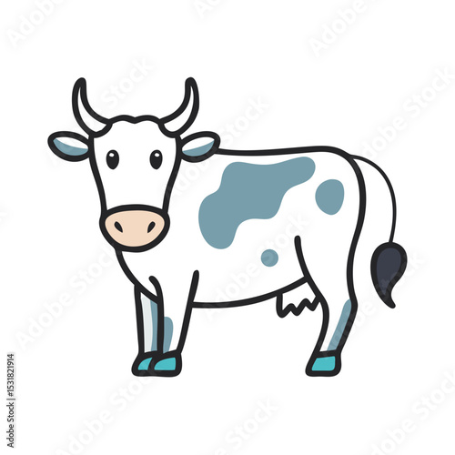 Simple icon of a cow. Illustration. Line drawing. Fresh product. Beef. Livestock. Milk. Breeding.