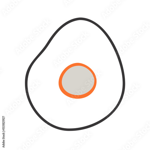 Simple icon of an egg. Illustration. Line drawing. Fried egg.