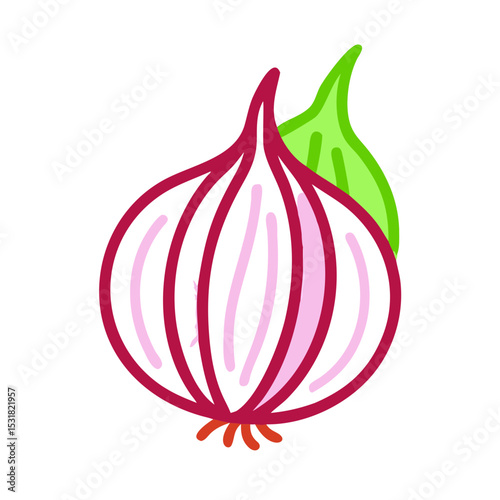 Simple icon of an onion. Illustration. Line drawing. Vegetables. Root vegetables.