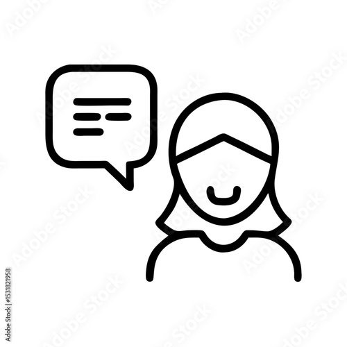 Line drawing of a woman talking with speech bubble illustration  