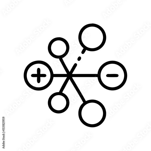 Abstract diagram representing mathematical connections and operations  