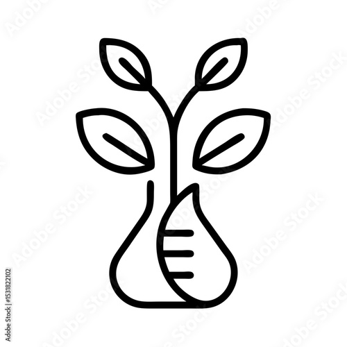 Plant growing in laboratory flask representing biotechnology concept  