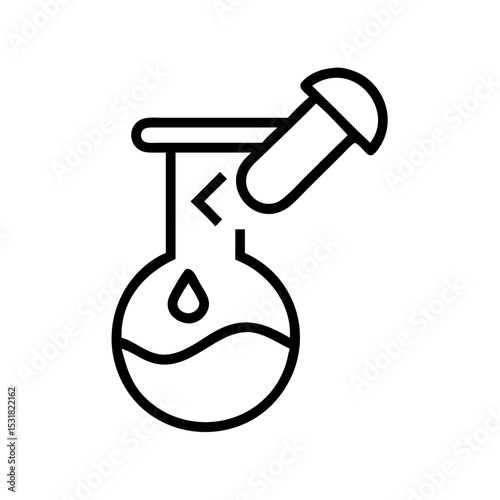 Laboratory test tube with pipette and liquid for experiment  