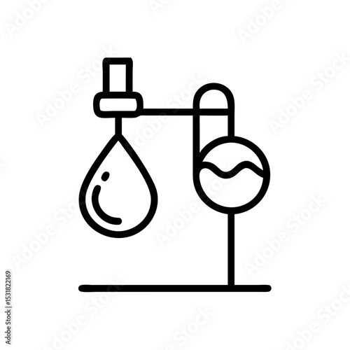 Laboratory equipment with dropper and flask in minimalist design  