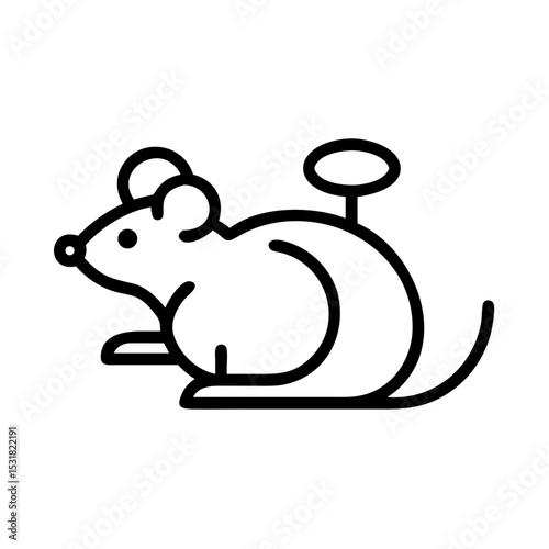 Cartoon illustration of a toy mouse with a wind-up key  