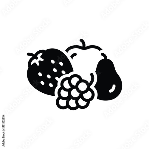 Black solid icon for  fruits
