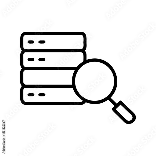 Database search icon with magnifying glass and server stack  
