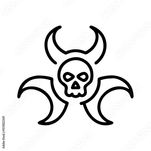 Toxic hazard symbol featuring skull and biohazard design  