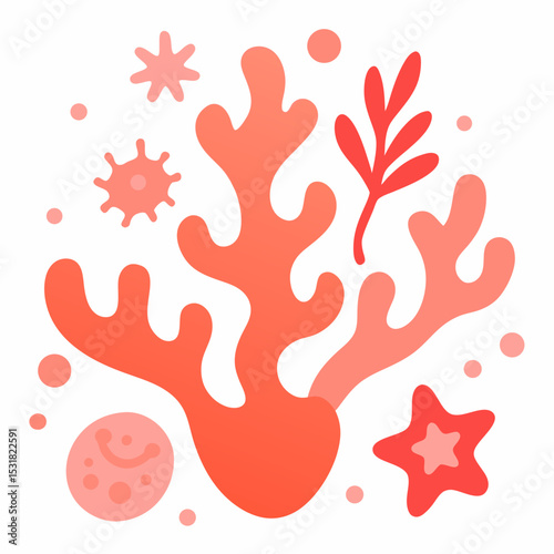 Coral reef illustration with abstract sea life