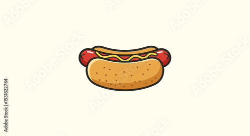 Food Vector SVG Illustration Hotdog with Red Sausage and Yellow Mustard in Cartoon Flat Design Style