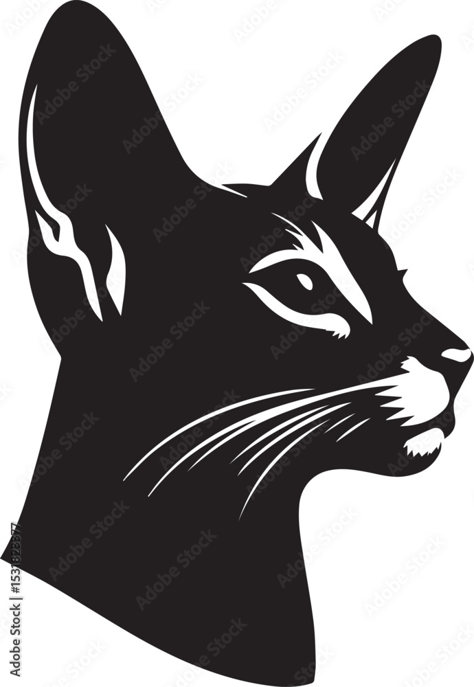 Obraz premium cat head vector, cat head vector illustration, cat head silhouette vector isolated on white background