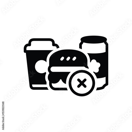 Black solid icon for  avoid junk food