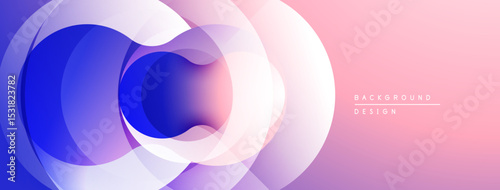 Abstract flowing shapes, vibrant pinks, blues create dynamic gradient background. Modern design, smooth transitions visible.