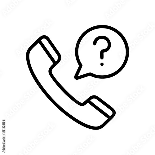 Telephone receiver with question mark in speech bubble illustration  
