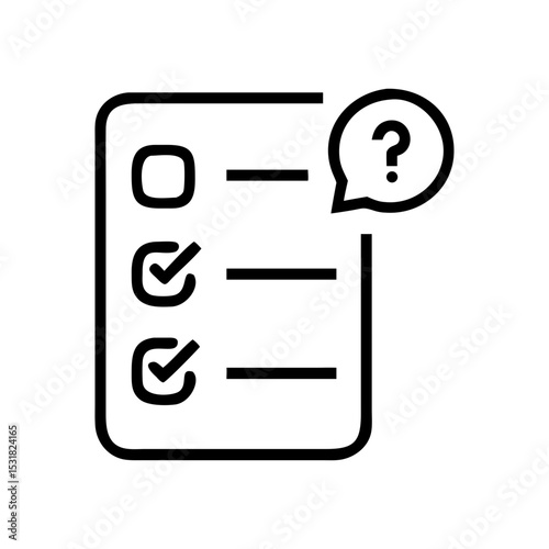 Checklist with question mark in minimalist style  