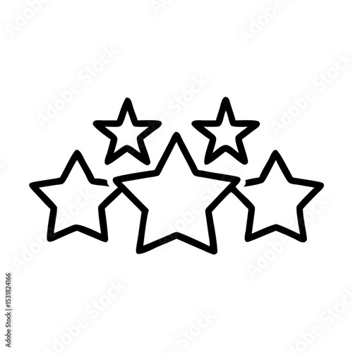 Five outline stars representing rating or review system  