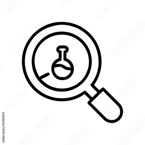 Laboratory flask magnified with a magnifying glass outline  