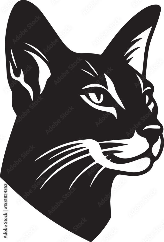 Fototapeta premium cat head vector, cat head vector illustration, cat head silhouette vector isolated on white background