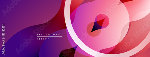Abstract gradient background. Overlapping shapes create dynamic visual effect. Purple, pink hues dominate composition. Modern design element.