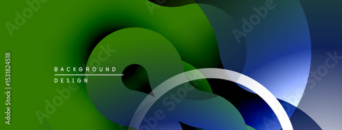 Abstract fluid shapes, greenblue gradient. Modern design, smooth curves, overlapping layers create dynamic composition. Minimalist aesthetic.