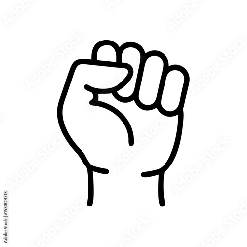 Fist symbol representing strength and unity in line art design  