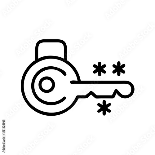 Key icon with snowflakes representing security and winter protection  