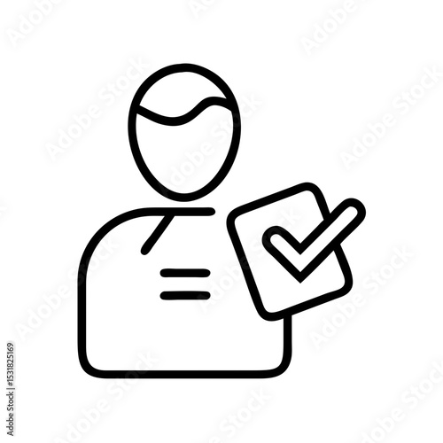 Person holding checklist with checkmark in outline style  