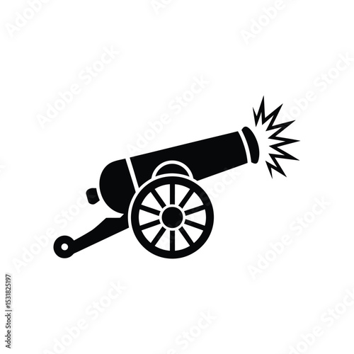 Firing Old Cannon Icon with Shadow Effect