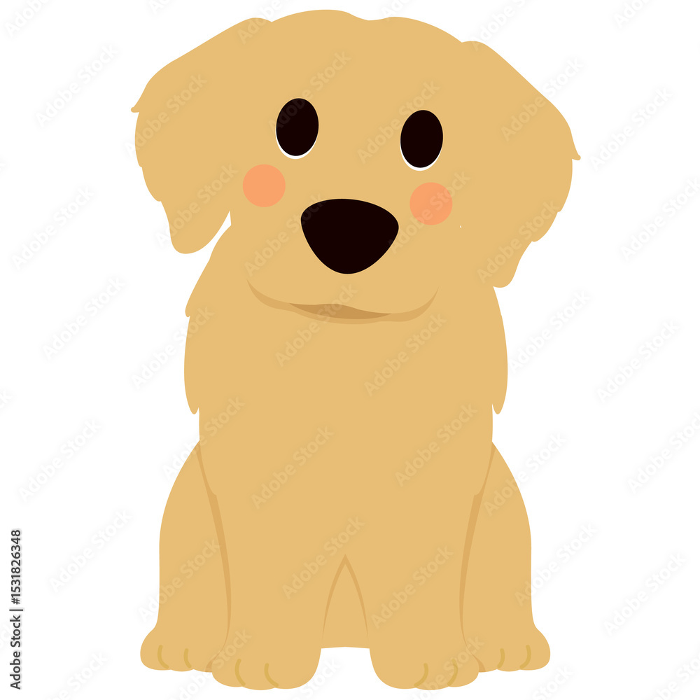 Obraz premium Cartoon Golden Retriever Puppy Illustration