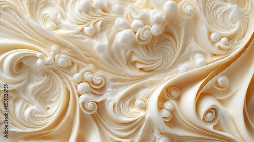 Creamy and airy swirl of dessert topping its subtle ripples creating an elegant visual texture