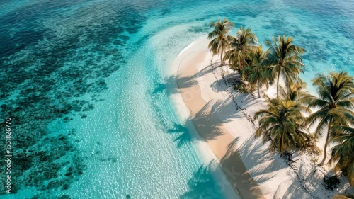Secluded tropical beach with white sand and turquoise waters, a perfect paradise for relaxation and escape, green and luscious forest and trees, scenic videography