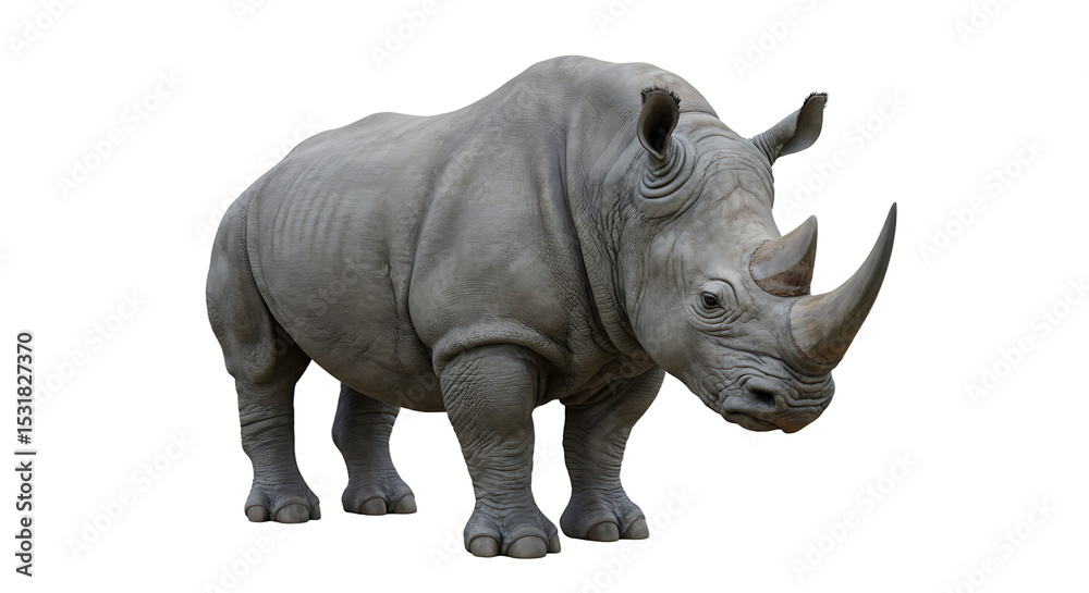 Fototapeta premium Majestic White Rhinoceros in Full View