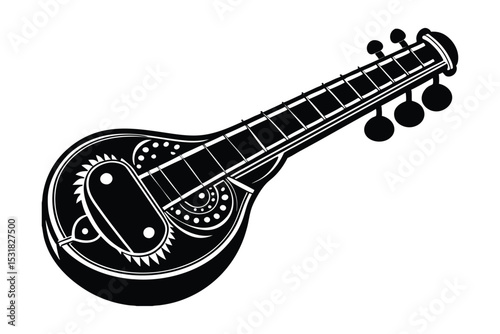vector silhouette of a south indian veena resting.eps