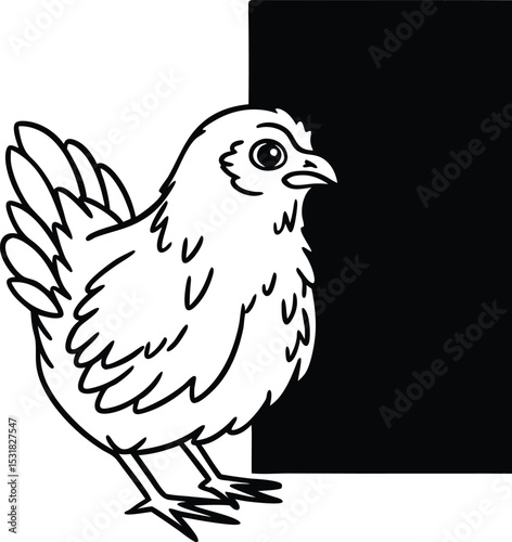 Black and White Thanksgiving Turkey Bird Illustration on Grass Ground